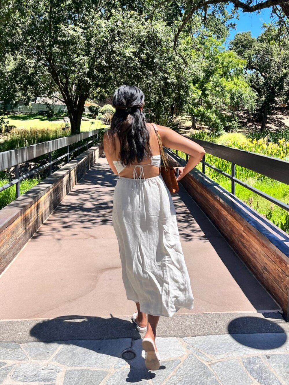 Oysho Cream Linen Midi Dress with Cutouts